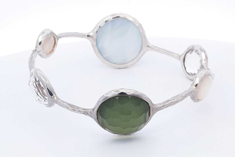 Ippolita 6 Stone & Mother Of Pearl Bangle Bracelet 25.5 Grams 7.5 In Eb0424oxzsa