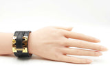 Hermès Kelly Dog Gold-tone & Black Leather Cuff Bracelet 6 Inch Fw0626lrxdu