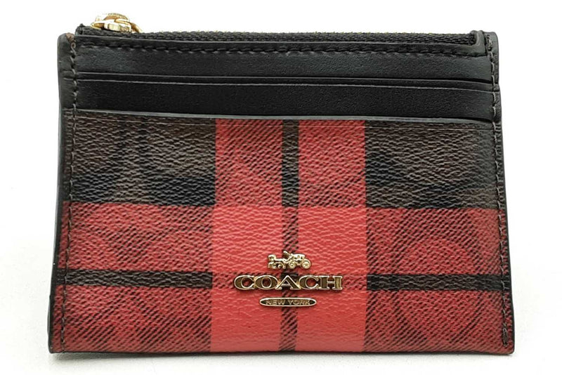 Coach Mini Skinny Id Case In Tartan Plaid Eb1125oxdu