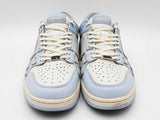 Amiri Skel Low Top Sneakers In White & Powder Blue Leather Size 11 Fw0625lxzdu