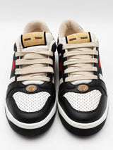 Gucci Screener Black & White Leather Sneakers Size 6.5 Eb1225oxzdu