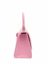 Balenciaga Hourglass Pink Crocodile Embossed Leather Top Handle Bag Eb1026pxzsa