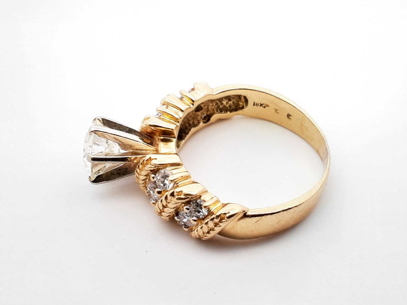 1.38 Cttw Diamond & 18k Yellow Gold Rope Ring 7.4 Grams Size 6 Fw0925lwxzdu