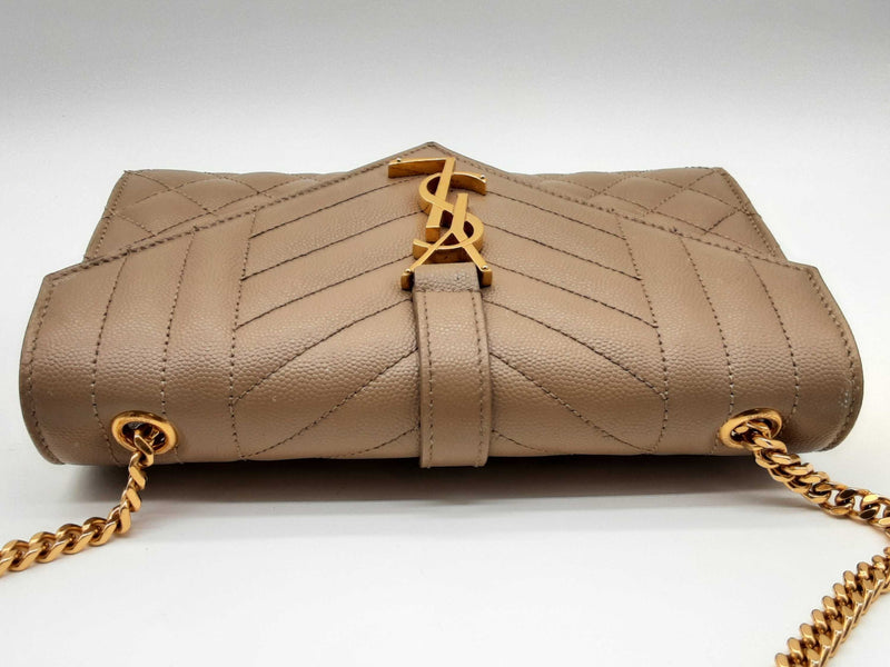 Yves Saint Laurent Envelope Tan Quilted Leather Chain Crossbody Bag Do0824lxzxde