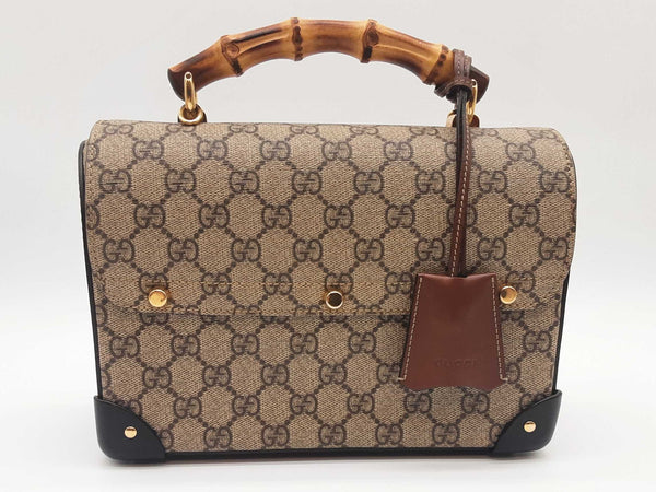 Gucci Padlock Gg Supreme Canvas Small Bamboo Shoulder Bag Sd1025crzde