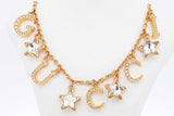 Gucci Script Logo Crystal Star Gold-tone Necklace 16 Inch Eb1225wxzsa