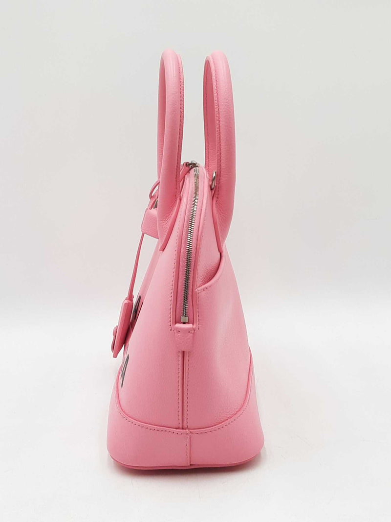Balenciaga Small Logo Ville Top Handle Bag In Pink Grained Leather Fw0925rzxdu