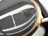 Omega 33mm Black Dial Lizard Band 14k Yellow Gold Winding Watch Do0525lxzxde