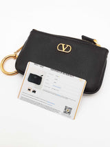 Valentino Garavani Vlogo Signature Leather Key Ring Pouch Wallet Eb1125lxzde