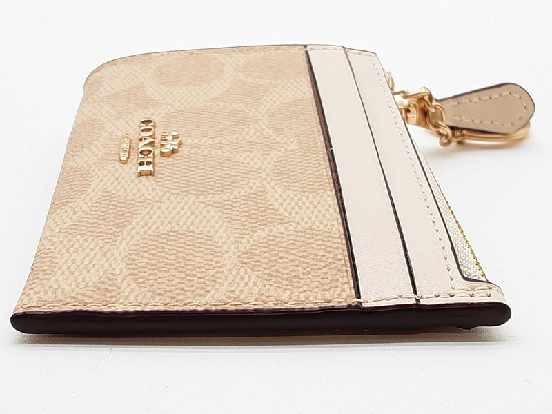 Coach Mini Skinny Sand Beige Signature Coated Canvas Id Case Do0325orde