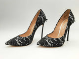 Casadei Black Lace & White Minorca Leather Pumps Size Eu 40 Fw1124cxsa