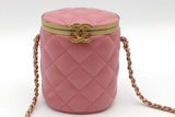 Chanel Quilted Pink Lambskin Vanity Crown Crossbody Bag Eb1026oxxzsa