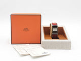 Hermès Loquet 19mm Bangle Watch In Stainless Steel & Red Enamel Fw1026lrxdu