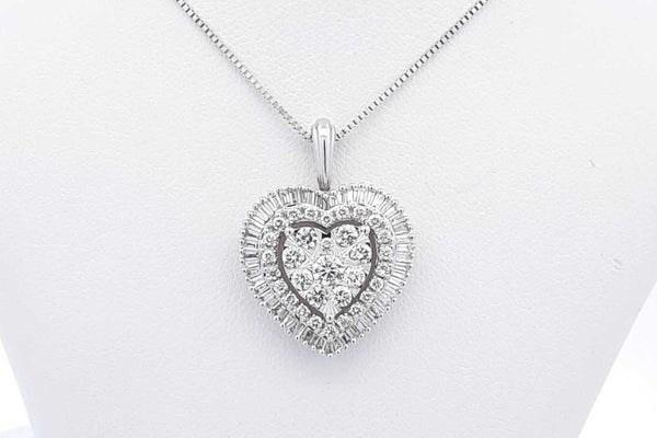 1.14ctw Diamond Heart 14k White Gold Pendant & Chain 5.2 Grams 18 In Eb0225orxsa