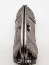 Balenciaga Editor Xs Metallic Silver Crocodile Embossed Clutch Eb0326prxde