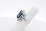 Blue Gemstone & Diamond Ring In 14k White Gold 9.5 Grams Size 6 Eb0626irxsa