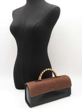 Loewe Velazquez Top Handle Bag In Brown & Black Leather Fw09262zxdu