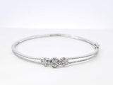 0.42 Cttw Diamond Floral Cluster Bangle Bracelet In 10k White Gold 8.2 Grams 7 Inch Fw0626pxzdu