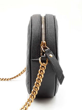 Yves Saint Laurent Round Camera Bag In Black Graine De Poudre Matelassé Leather Fw0626przdu
