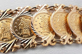 18k Yellow Gold Coin Style Link Bracelet 26.9 Grams 7 Inch Eb0426oxxzsa