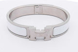 Hermes Clic H White Enamel Bracelet Eb1225wxzsa