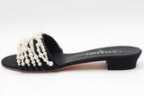Chanel Pearl Embellished Cc Slide Sandals Size 39.5 Eb1225loxdu