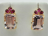 14k Yellow Gold Pale Synthetic Amethyst 6.8g Rectanglular Stud Earrings Do0125lxzde