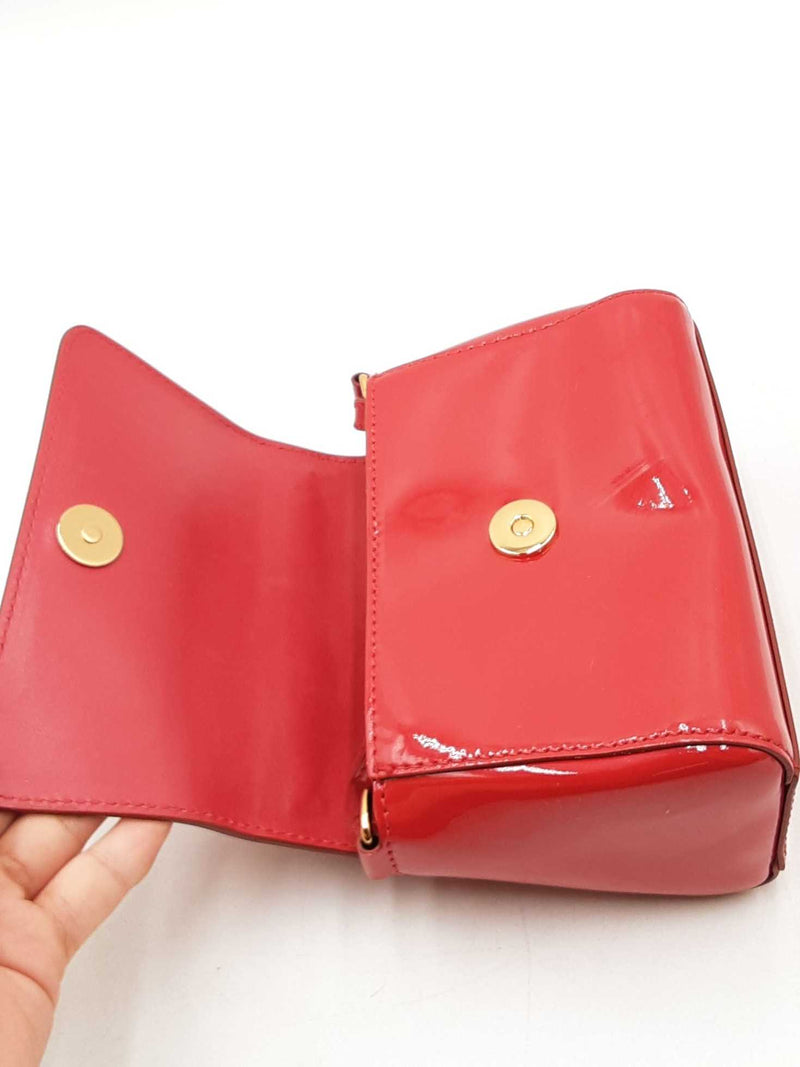 Versace La Medusa Mini Top Handle Red Patent Leather Crossbody Eb1125orxdu