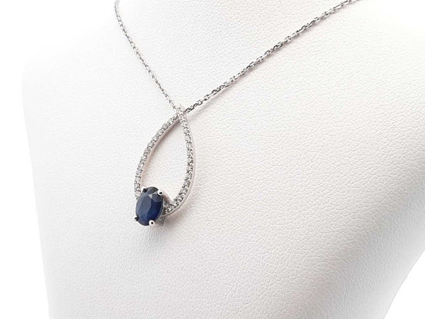 0.50 Cttw Blue Diamond & 14k White Gold Necklace 3.4 Grams 16 Inches Fw0325lxidu
