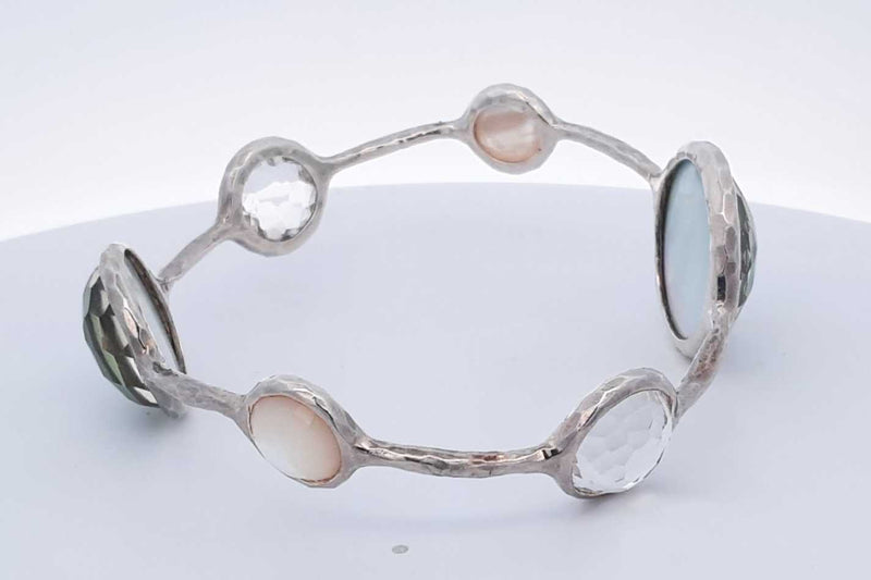 Ippolita 6 Stone & Mother Of Pearl Bangle Bracelet 25.5 Grams 7.5 In Eb0424oxzsa