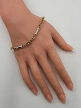 14k Two-tone Yellow & White Gold Fancy Link Bracelet 11.3g 9 Inch Fw01125irxdu