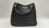 Miu Miu Black Pleated Leather Crystal Chain Shoulder Bag Fw1024oxzdu