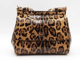 Dolce & Gabbana Leopard Print Patent Leather Top Handle Sicily Bag Sd0825rzxsa