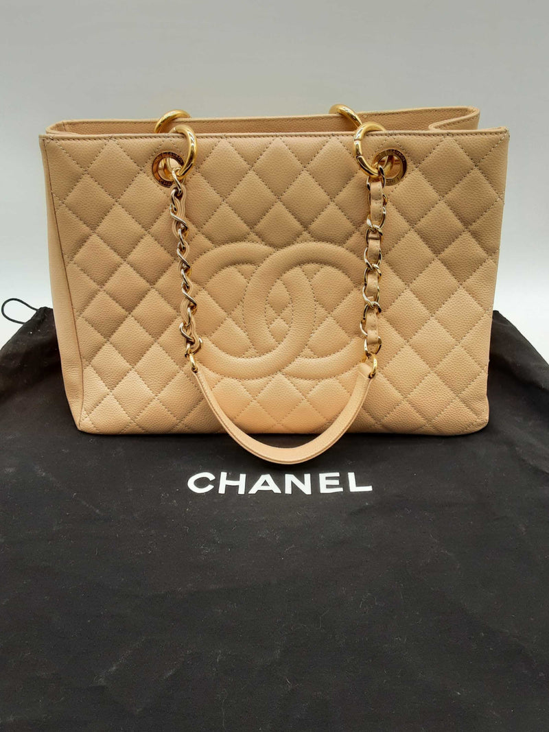 Chanel Grand Shopping Beige Quilted Cavier Leather Tote Bag Do0924lrxzde