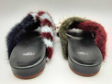 Fendi Blue Red Stripe Flower Minky Black Rubber Slides Size Eu 39 Do1124owxde