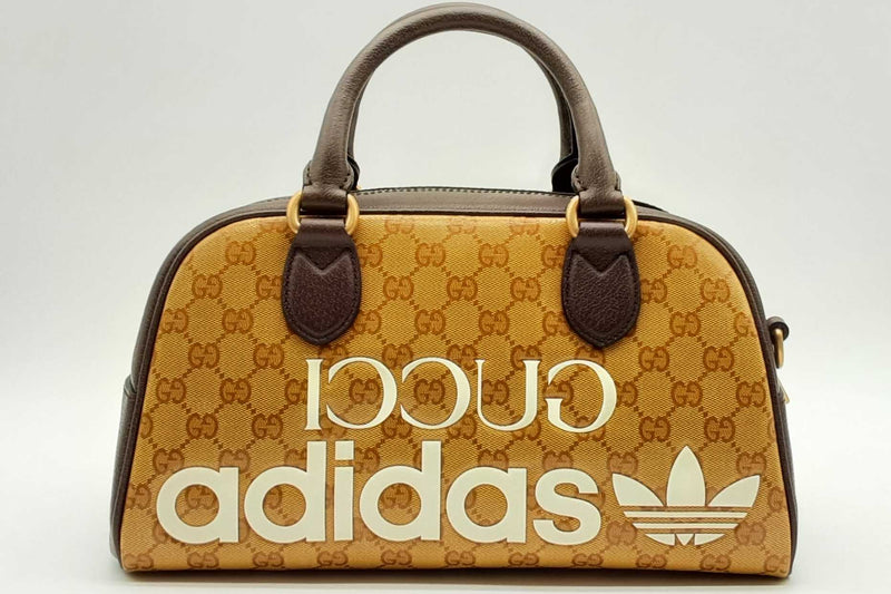 Gucci X Adidas Yellow & Brown Crystal Canvas Mini Duffle Bag Lh1124lxzxde