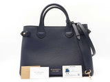 Burberry Derby Banner Medium Tote In Ink Blue Pebbled Leather Fw0926pxzdu