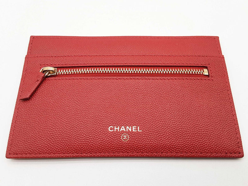 Chanel Red Quilted Cavier Leather Wallet Do0325erxde