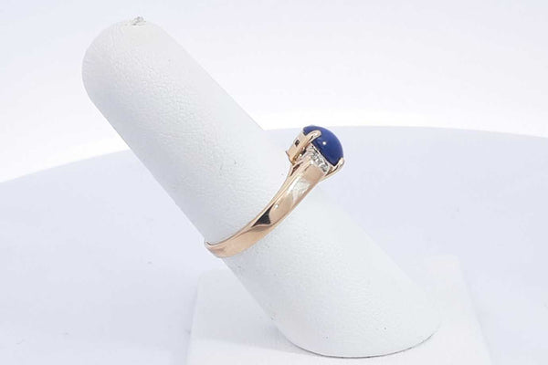 14k Yellow Gold Ring With Blue Stone & Diamonds Size 6.25 3.13 Grams Eb0324lxzsa