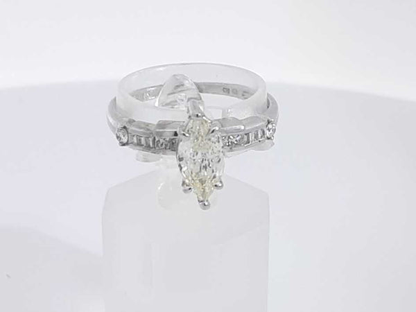 0.87 Cttw Diamond Marquis 14k White Gold Ring 2.3 Grams Size 7 Aa0625cxzsa