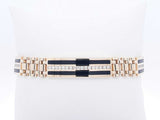 1.24 Cttw Diamond, Onyx, & 14k Gold Watch Link Bracelet 42g 8 Inch Fw1125lwrxdu