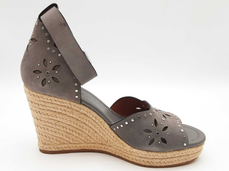 Coach Kelsi Gray Suede Espadrille Sandal Heels Size Eu 37.5 Do0425lxde