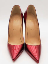 Christian Louboutin Decolette Red Metallic Patent Leather Pumps Sz 40 Eb1125lrxsa