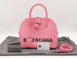 Balenciaga Small Logo Ville Top Handle Bag In Pink Grained Leather Fw0925rzxdu