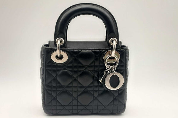 Christian Dior Lady Dior Black Cannage Leather Top Handle Bag Eb1224loxzsa