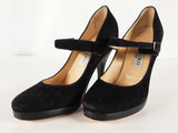 Jimmy Choo Suede Black Mary Jane Heels Size 38 Sd0925pzde