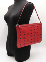 Mcm Zip Top Pouch In Ruby Red Visetos Coated Canvas Fw1215lprdu
