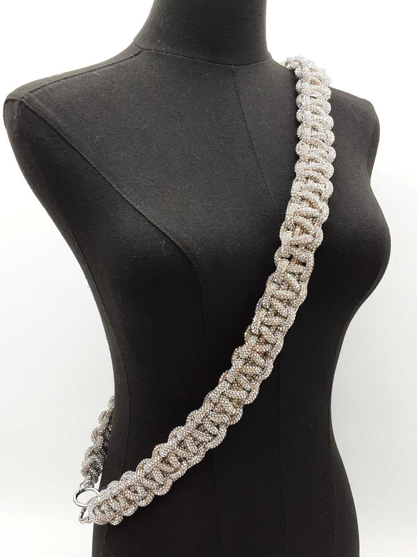 Panoptic Silver Rhinestone Crossbody Bag Strap Do1224wsde