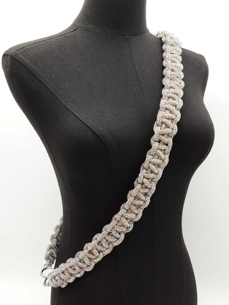 Panoptic Silver Rhinestone Crossbody Bag Strap Do1224wsde