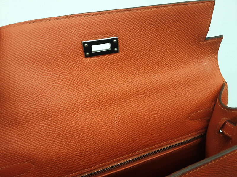 Hermes Kelly 25 Capucine Orange Epsom Palladium Shoulder Bag Do0723oxzxzde